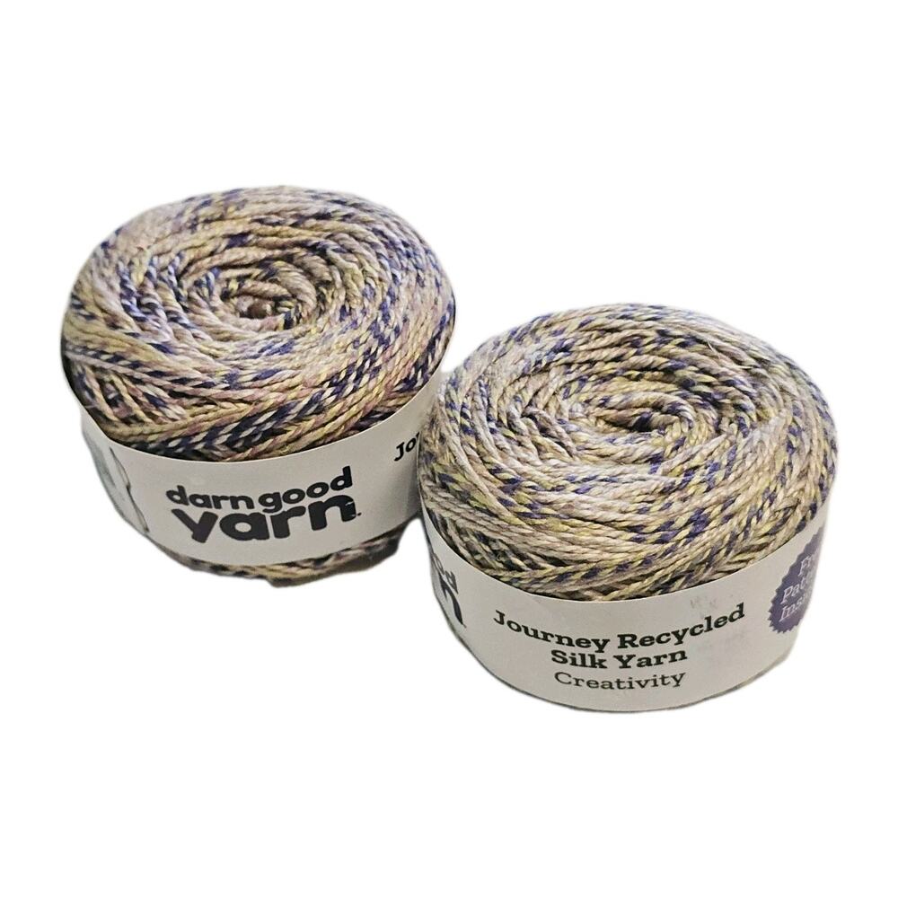 Lot 2 Darn Good Journey Recycled Silk Yarn Creativity Multicolor Pastel Sport